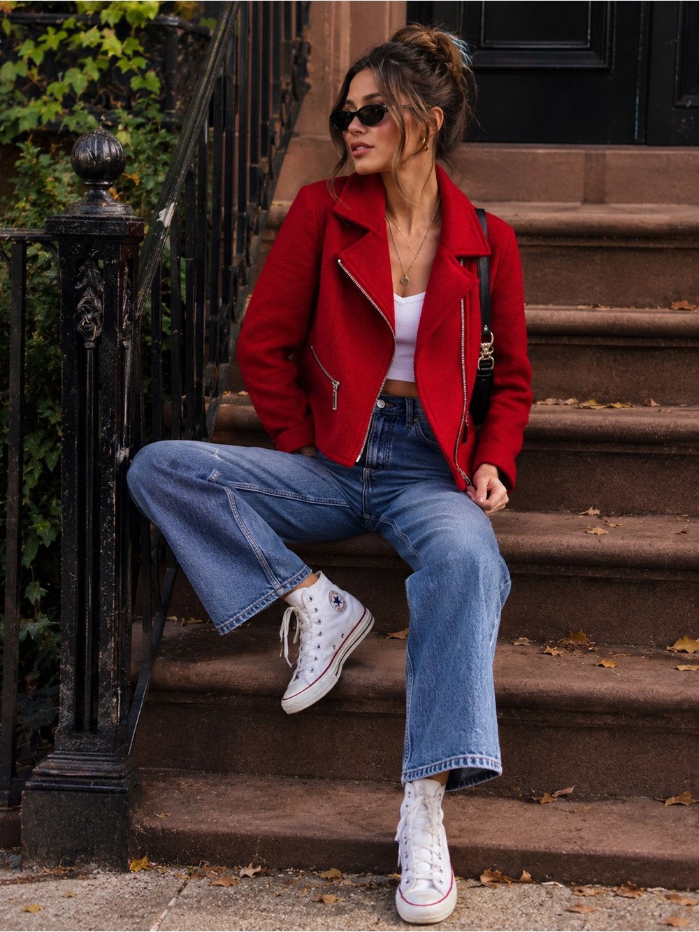 Lisa International Red Biker core Style Jacket Specialty Boiled Wool